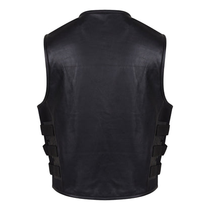 VL904 Vance Leather Men's Premium Leather 'Commando' Tactical Style Vest