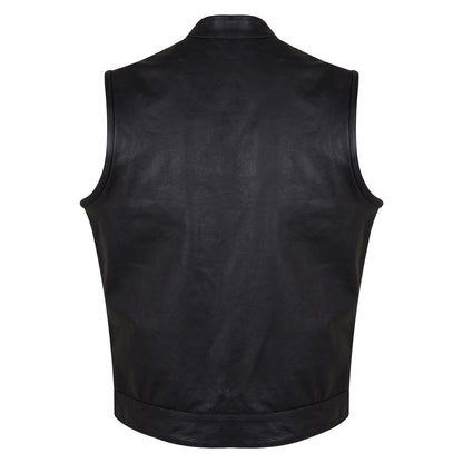 VL914 SOA Style Zipper and Snap Closure Leather Motorcycle Club Vest
