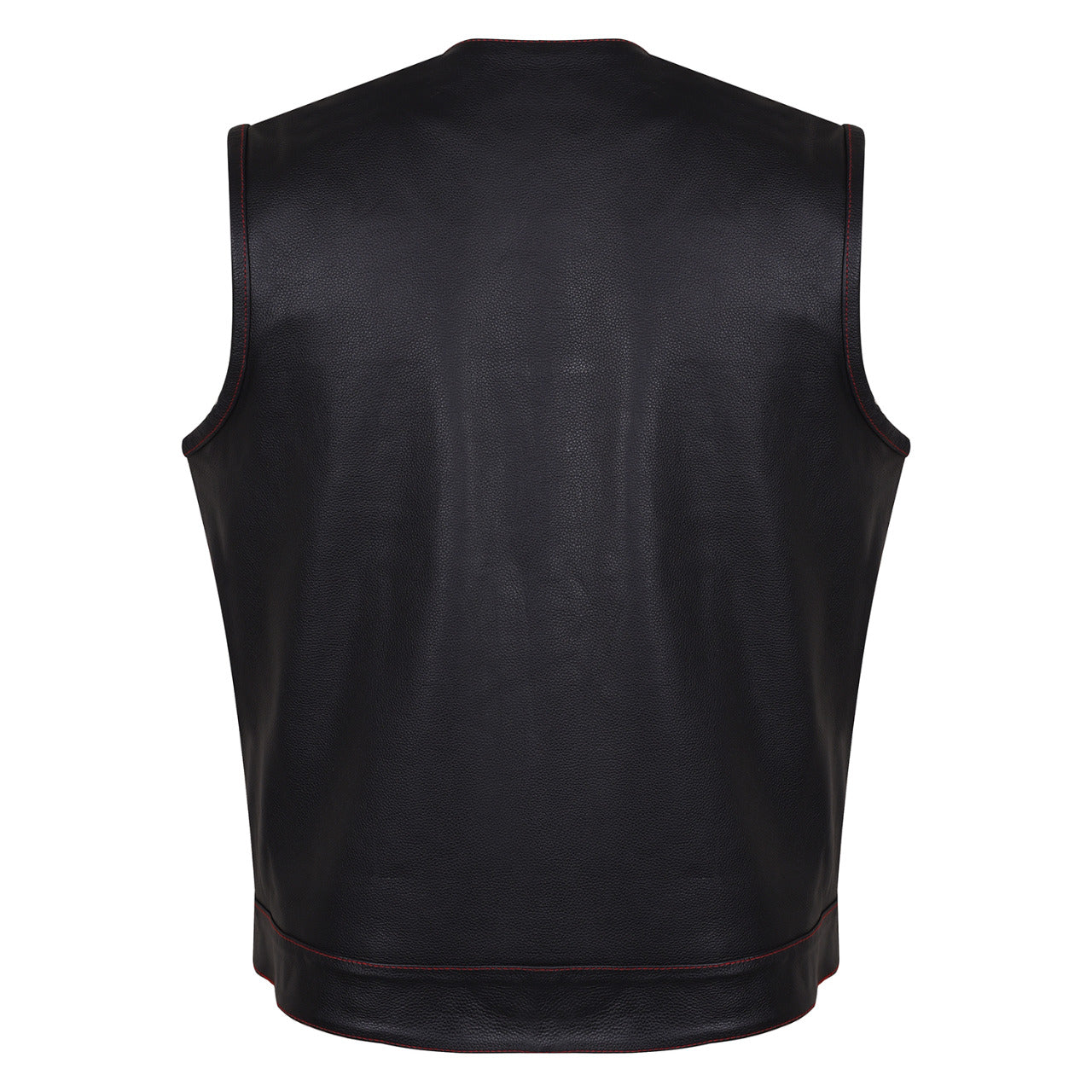 HMM919R High Mileage Men's Zipper and Snap Closure Leather Club Vest Quick Access Gun Pocket w/Red Liner