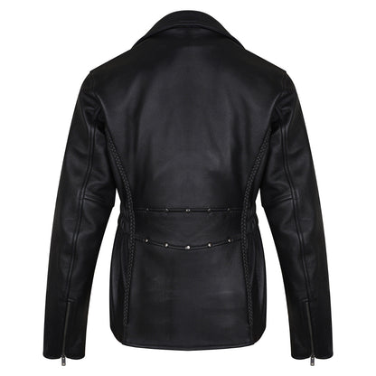 VL615 Vance Leather Ladies Premium Cowhide Braid and Stud Motorcycle Leather Jacket