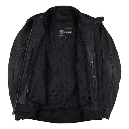 HMM532 Vance Leathers' Men's Commuter Cafe Racer Motorcycle Leather Jacket with Armor