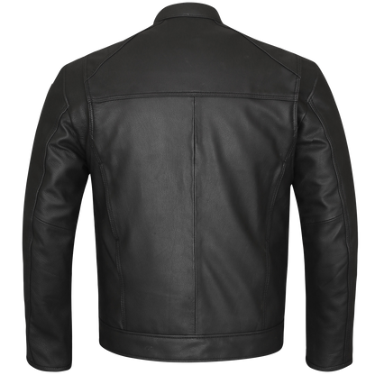 HMM543 High Mileage Plain Premium Men's Black Leather Jacket