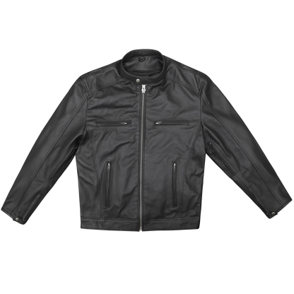 HMM543 High Mileage Plain Premium Men's Black Leather Jacket