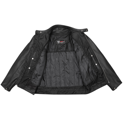 HMM543 High Mileage Plain Premium Men's Black Leather Jacket