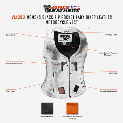 VL1030 Ladies Plain Side Zipper Vest with Zip Pockets infographic